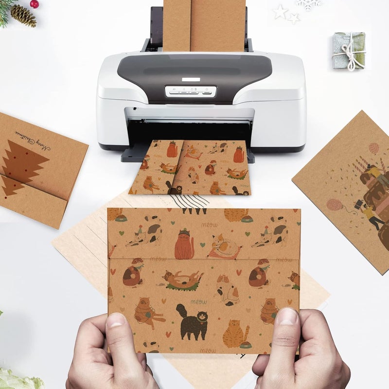 Goefun A7 Brown Kraft Envelopes Self Seal 100 Pack 120 GSM， Printable 5x7 Envelopes for Invitation, Mailing, Weddings, Business, Birthday, Photos, Documents and DIY Cards - Image 5